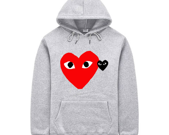 Red Heart And Gray Heart Cdg Hoodie
