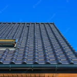 vertical low angle closeup shot black roof building 181624 10654